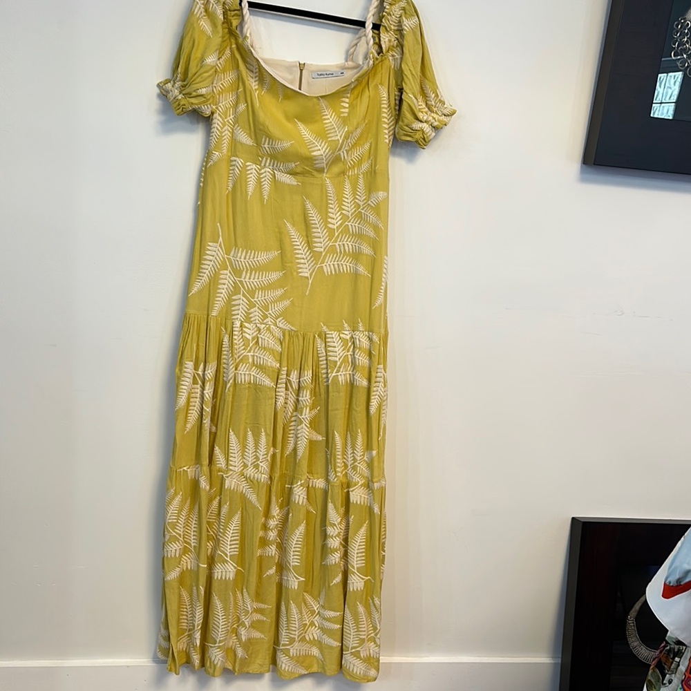 Faithfull the Brand Gold Puff Sleeve Maxi Sundress